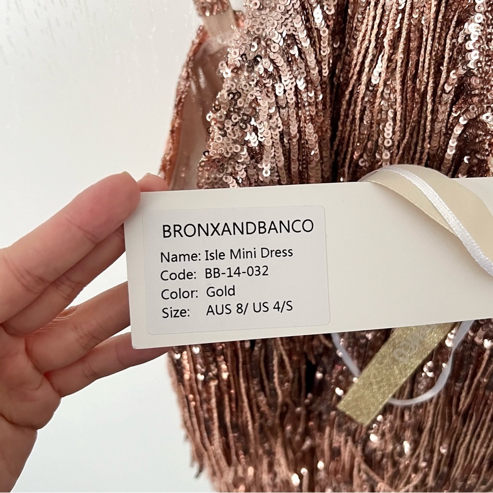 🆕 BRONX & BANCO Isle Fringe Mini Halter Dress Sz 4 US - Picture 8 of 10